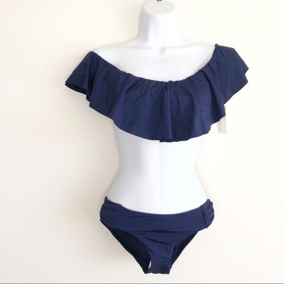 Trina Turk Swimsuit Set Indo Off the Shoulder Bikini Top and Bottom Size 4 - Picture 3 of 8